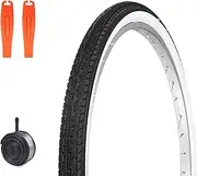 WEEROCK 26 x 1.75 Inch Bike One/Two Pack Bicycle White Wall Side Black/Black Tires Folding Bead Tires with/Without Inner Tubes Compatible with 26 Inch City Bike, Lady Bicycle, Cruiser Bikes