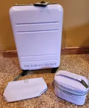 NWT RARE Victoria's Secret Lavender HARD SHELL Carry On Luggage Suitcase + Bags!