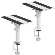VIVO Universal White Steel Clamp-on Desk / Table Speaker Stands, 2 Pack