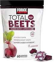 Force Factor Total Beets Soft Chews with Beetroot, Nitrates, L-Citrulline, Grapeseed Extract, and Antioxidants, Healthy Energy Supplement with Elite Ingredients, Heart Health Superfood, 60 Chews
