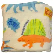 The Big One Oversized Plush Dinosaur Throw Blanket, Soft Ivory Dinos - 5ft x 6ft