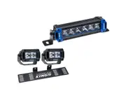 Kings 6" Single Row Light Bar + Number Plate Bracket + 2x 3.3" Work light