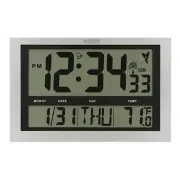 513-1211 Atomic Wall Clock with Jumbo LCD Display with Indoor Temperature , S...