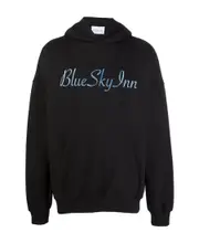 logo-print pullover hoodie L Black