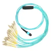Multimode OM3 MPO Male-12 x LC-UPC Simplex Breakout Cable, 10M
