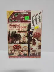 NIP VTG Priscilla Hauser Painted Impressions Rub on Transfer Swag Snowmen Ribbon