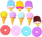 COHEALI 12Pcs Dessert Shaped Pencil Erasers for Fun and Mini Erasers Educational Tool for and Office Use