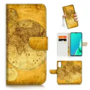 ( For Vivo Y22s ) Wallet Flip Case Cover AJ23908 World Map