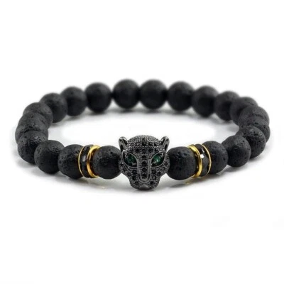 Men Women Black Lava Healing Balance Beads Reiki Natural Stone Bracelet Jewelry