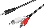 Goobay 51650 3m Audio Cable AUX Adapter - 3.5mm Male to Stereo RCA Male, Black, High-Quality CU