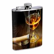 Whiskey Images D3 Flask 8oz Stainless Steel Hip Drinking