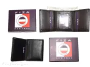 Lot of 2 FIZA NY Leather man's Tri-fold wallet Black Billfold wallet New in Box