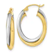 10K Two-Tone Polished Double Oval Hoop Earrings