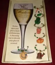 Set of 6 Assorted Gardening Wine Glass Markers Boston Warehouse NIB