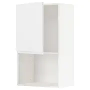 METOD wall cabinet for microwave oven, white/Voxtorp matt white, 60x37x100 cm