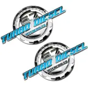 2 PC TEAL/CHROME 6.7 TURBO DIESEL MOTOR BADGE FOR TRUNK HOOD DOOR TAILGATE C (for: Isuzu)