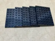 LEGO Parts - Black Plate 6 x 8 - No 3036 - QTY 5