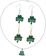 [TOYANDONA] Accessories Trendy Earrings Creative Jewelries for Patricks Day Delicate Shamrock Jewelries St. Patricks Day Earrings Necklace Dainty Earrings Irish Necklace Metal