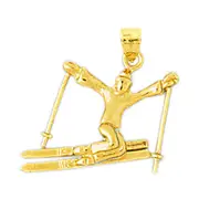 14K Gold 22MM Skier Pendant