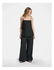 [Decjuba] Amelia Linen Longline Top in Black