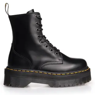 Dr.Martens 馬汀 JADON 8孔綁帶側拉鍊厚底短筒靴 黑 經典硬皮馬丁 真皮中性款休閒鞋 女15265001