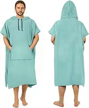 Surf Poncho Changing Robe Extra Large Thick Towel Poncho for Men Women with Hood Pocket for Beach Swimming, 47"x37", Teal