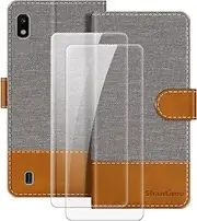 [MILEGAO] Leather Case for Samsung Galaxy A10 Magnetic Phone Case with Wallet and Card Slot + [2 Pack] Tempered Glass Screen Protector for Samsung Galaxy A10 (6.2”)