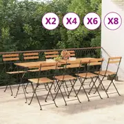 2/4x Solid Wood Teak Folding Bistro Chairs Steel Outdoor Furniture vidaXL