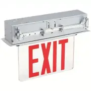 LumaPro Exit Sign: 2 Faces, Red, Aluminum, LED, Silver, Nickel Cadmium