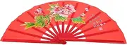 [PAMINGONO] Elegant Chinese Style Hand Fan with Peony Printing Dance Show Fan Festival Fan Handheld Dancing Fan Traditional Chinese Fan Decorative Fitness Fan