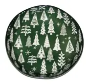 Fig & Fern Decorated Christmas Trees Stars Green HEAVY DUTY 10" Serving Bowl NWT