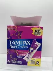 Tampax Radiant Pocket Tampons Regular Unscented 14 count box Damage COMBINESHIP