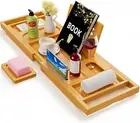 Bamboo Expandable Bathtub Tray, Premium Bath Reading Tray Tub, Books Caddy Whil