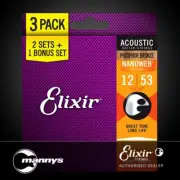 Elixir 16545 Acoustic Phosphor Bronze w/ Nanoweb Coating 3-Pack - Light (12-53)