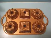 Nordic Ware Gold Geo Bundtlette Pan Mold Baking Mini Bundts 3.5 Cups Six Bundts