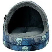 La Doggie Vita Cat Hooded Bed Go Fish Indigo