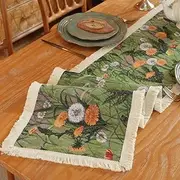 Vintage Table Runner, 78inch Autumn Oil Painting Table Runners, Farmhouse Decor Table Runner with Tassels Bohemian Sideboard Suitable for Autumn Farmhouse Country Embroidery （78 INCH