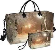 [YXYZRMY] Park Winter Chair Scene Travel Duffel Bag Gym Bag Sports Tote Bag with Multiple Interior Pockets Shoulder Weekender Bag for Women Men with Toiletry Bag 20.5”x 7.9”x 13.8”, Multi-Colored, one