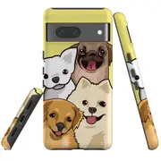 For Google Pixel 7 Case Tough Protective Cover Illustrated Puppies