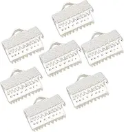 Angoily 100PCS Silver Plated Ribbon Ends Fastener Clasps for DIY Jewelry Zipper Clips Cord Ends for Projects