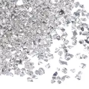 40g Crushed Glass Chips 1-3mm Irregular Broken Sprinkles Glass, Silver Tone