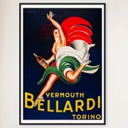 Galrie Bellardi Vermouth 1927 Vintage Advertising Poster Classic Art for Home Decor, Black Frame, A1 60 x 84cm (23 x 33inch)