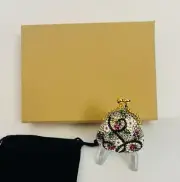 NIB Swarovski CRYSTAL FLORAL CLUTCH PURSE Solid Perfume Compact