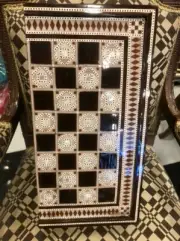 Egyptian Inlaid Mother Pearl Wooden Chess Backgammon 21" Handmade Pieces #100