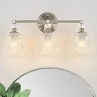 Brushed Nickel Bathroom Vanity Light Fixture, 3-Light Bathroom Lighting with Cry