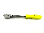 Snap-on Tools NEW THLFD72HV Hi-Viz Yellow 1/4" Drive Hard Grip Long Flex Ratchet