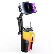 2-in-1 Cup Holder Phone Holder for Your Car Bottle Friendly Cup Cell Black