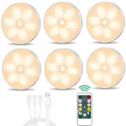 Warm Color LED Closet Lights Wireless Motion Sensor Puck Light, USB Rechargea...
