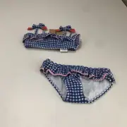 Mini Boden Seersucker Frilly Bikini Blue Size 4-5y