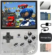 KUNTLEY Anbêrnic RG35XX Handheld Emulator Pocket Retro Handheld Game Console, Built-in 64G TF Card 5474 Classic Games 3.5 Inch IPS Screen Linux System Support HDMI TV Output (RG35XX-White+Bag)